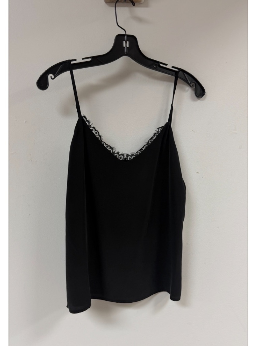 L’Agence Lace Silk Cami with Lace in Black- XS.